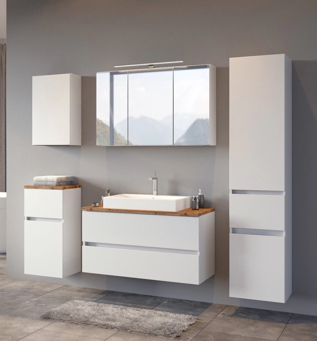 Badkamercombinatie Pisca 1 Wastafelmeubel & Spiegelkast - Wit 8 Badkamercombinatie Pisca 1 Wastafelmeubel & Spiegelkast - Wit - Afbeelding 6