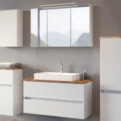 Badkamercombinatie Pisca 1 Wastafelmeubel & Spiegelkast - Wit