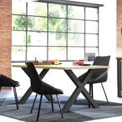 Eettafel Becky Met Twee Kruispoten 200cm - Bruin