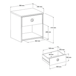 Nachtkastje Smoozy 1 Lade - Wit/roze Of Wit/blauw -Songmics Winkel 2223ch1t picto mm 07e8