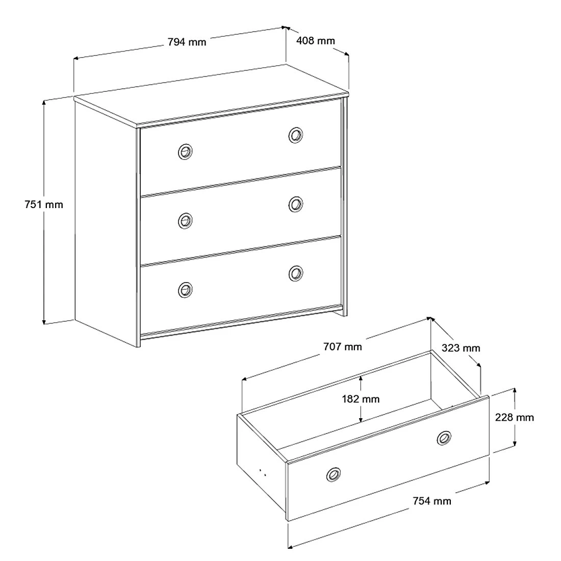 Commode Smoozy 79cm Met 3 Lades - Wit/roze Of Wit/blauw 5 Commode Smoozy 79cm Met 3 Lades - Wit/roze Of Wit/blauw - Afbeelding 3