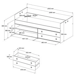 Kajuitbed Smoozy 90x200 Met 2 Lades - Wit/roze Of Wit/blauw -Songmics Winkel 2223l2ti picto mm 6edc
