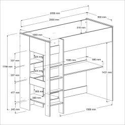 Hoogslaper Smoozy Wit - Met Bureau 15 Hoogslaper Smoozy Wit - Met Bureau -Songmics Winkel 2223lsur picto mm 1 8649