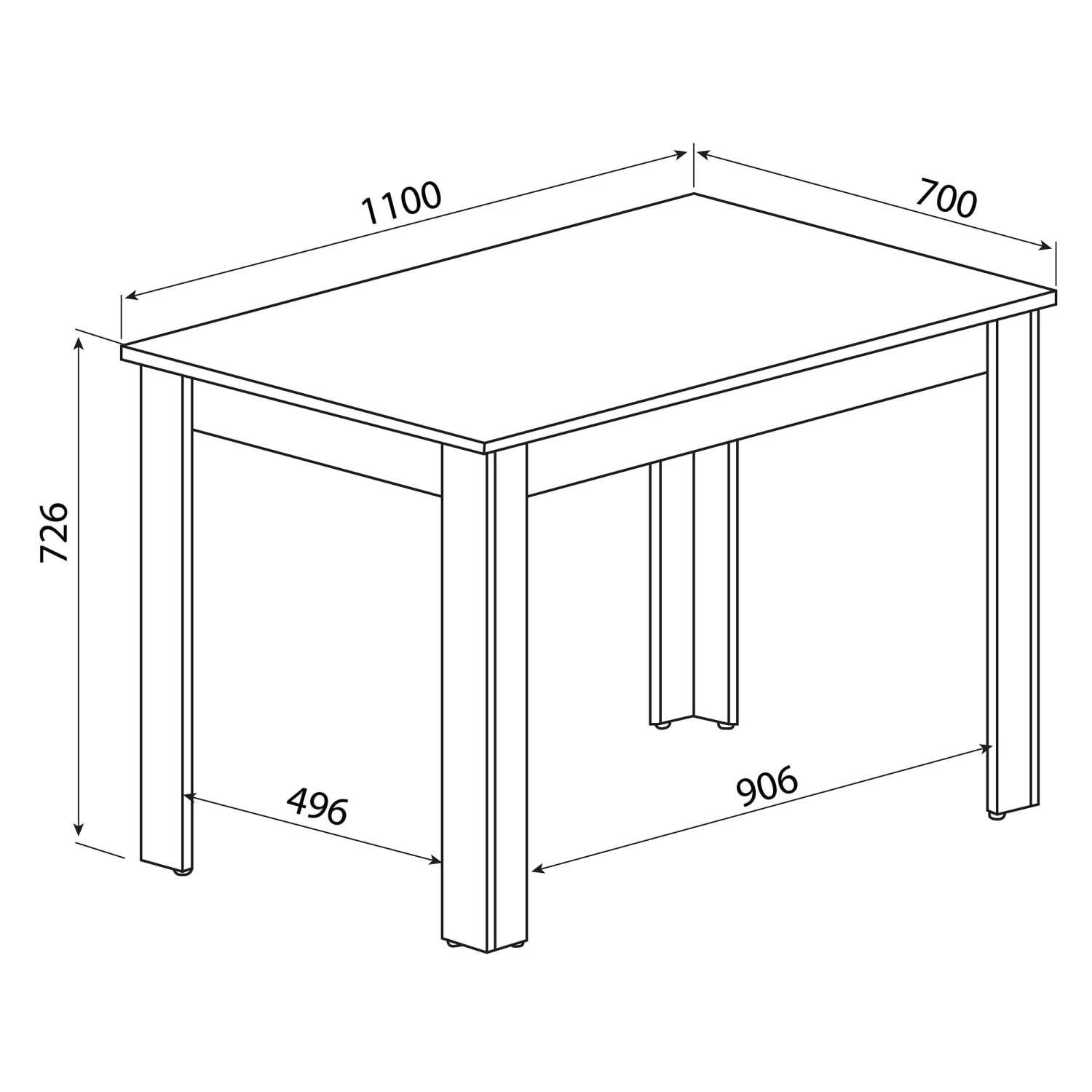 Eettafel Nice 110 Cm - Zwart/beton 4 Eettafel Nice 110 Cm - Zwart/beton - Afbeelding 2