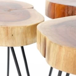 Bijzettafeltje Samantha - Acacia En Zwart Stalen Poten -Songmics Winkel 2320 15 4 69f8