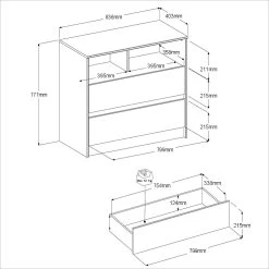 Commode Shelby 84cm - Eik/wit -Songmics Winkel 2400co2t picto mm a211