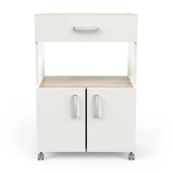 Bijzetkastje Sioux Met Wieltjes - Wit/eik -Songmics Winkel 250204 1 35c8