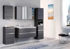 Badkamercombinatie Lotuk 3 Wastafelmeubel & Spiegelkast 100cm - Grijs -Songmics Winkel 252.1.0042 3 aac7