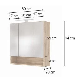 Spiegelkast Sefa 60cm 3 Deuren - Wotan Eik -Songmics Winkel 260.1.0081 5 b421
