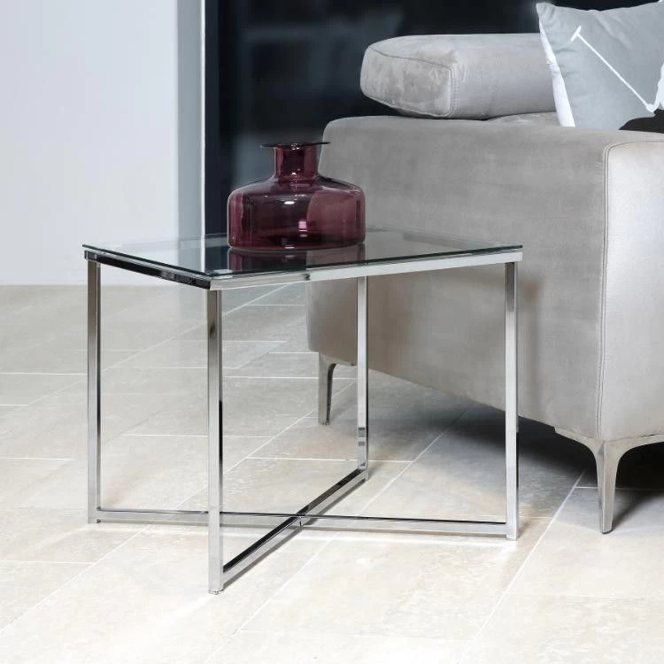 Bijzettafel Caitlynn 50x50cm - Doorzichtig Tafelblad 3 Bijzettafel Caitlynn 50x50cm - Doorzichtig Tafelblad