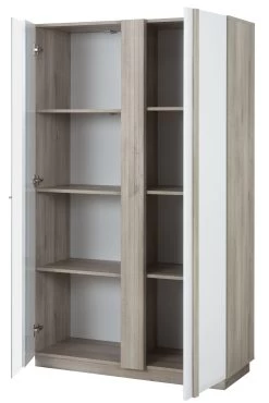 Vitrinekast Gaston 2 Deuren - Lichte Kronberg Eik/wit -Songmics Winkel 2 ASTON CJ0M MJ0M 16 1J0M250 04 67ab