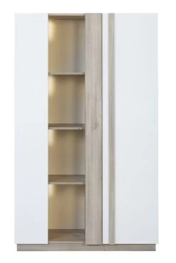 Vitrinekast Gaston 2 Deuren - Lichte Kronberg Eik/wit -Songmics Winkel 2 ASTON CJ0M MJ0M 16 1J0M250 05 2272