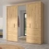 Kledingkast Attitude 220cm Met 3 Deuren & Spiegel - Eik