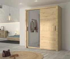 Kledingkast Attitude 191cm Met 2 Deuren & Spiegel - Eik -Songmics Winkel 2 CONFIDENCE CH2T MH2T 02 A 04 c808