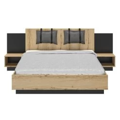 Bed Marzano 160x200cm Met Twee Nachttafeltjes - Helvezia Eik -Songmics Winkel 2 MIMIZAN CH3C MH3C 05 1H3C106 03 781c