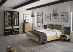 Bed Marzano 140x200cm Met Twee Nachttafeltjes - Helvezia Eik -Songmics Winkel 2 MIMIZAN CH3C MH3C 05 A 01 7e71