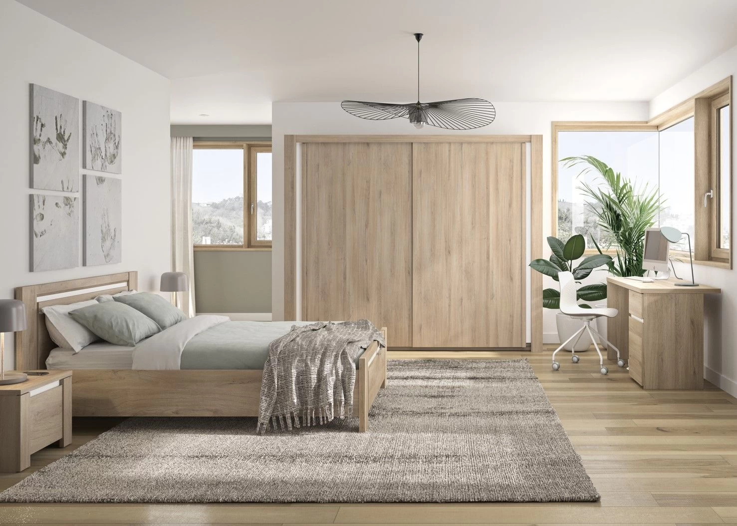 Nachtkastje Oberon Met Lade - Eik/wit 4 Nachtkastje Oberon Met Lade - Eik/wit - Afbeelding 2