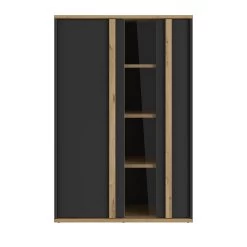 Vitrinekast Ralphio 90x40x135cm 2 Deuren - Zwart/eik -Songmics Winkel 2 RAFAEL CJ1X MJ1X 16 1J1X260 01 f947