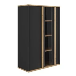 Vitrinekast Ralphio 90x40x135cm 2 Deuren - Zwart/eik -Songmics Winkel 2 RAFAEL CJ1X MJ1X 16 1J1X260 02 d903