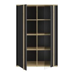 Vitrinekast Ralphio 90x40x135cm 2 Deuren - Zwart/eik -Songmics Winkel 2 RAFAEL CJ1X MJ1X 16 1J1X260 03 baec