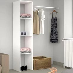 Kledingkast Botan 138cm, 3 Legplanken & 1 Kledingroede - Wit