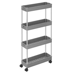 Songmics 4-Tier Slide Out Storage Trolley | Ruimtebesparende Rolling Cart | Grijs -Songmics Winkel 31V1Ka p8CL. SL500 e942