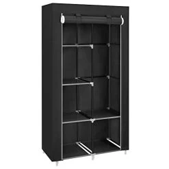 Songmics Stoffen Garderobe-indeling, 2 Hangroedes/6 Planken, Aanpasbaar, Zwart -Songmics Winkel 31mlo9rlGnL. SL500 88d7