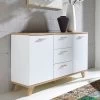 Dressoir Ousmane 144cm Met 2 Deuren & 3 Lades - Wit/eik -Songmics Winkel 3216 221 pe dek a 1bba