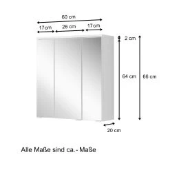 Spiegelkast Pollet 60cm 3 Deuren - Wit -Songmics Winkel 335.1.2165 5 01a6