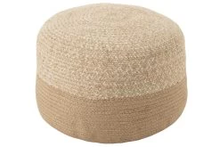 Poef Miami Streep Outdoor Polyester Naturel/wit