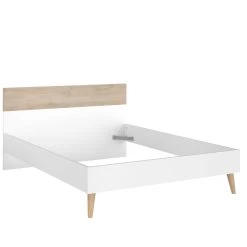 Tweepersoonsbed Hardy 140x200 - Wit/eik -Songmics Winkel 3500 L140 C f699