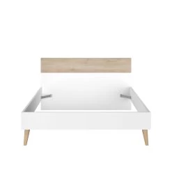 Tweepersoonsbed Hardy 140x200 - Wit/eik -Songmics Winkel 3500 L140 F 7909