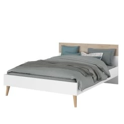 Tweepersoonsbed Hardy 140x200 - Wit/eik -Songmics Winkel 3500 L140 STYLE COUETTE D a9f2