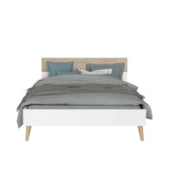 Tweepersoonsbed Hardy 140x200 - Wit/eik -Songmics Winkel 3500 L140 STYLE COUETTE F c77e