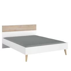 Tweepersoonsbed Hardy 140x200 - Wit/eik -Songmics Winkel 3500 L140 STYLE MATELAS C b249