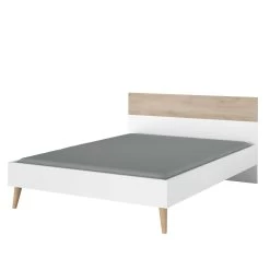 Tweepersoonsbed Hardy 140x200 - Wit/eik -Songmics Winkel 3500 L140 STYLE MATELAS D 0a0d
