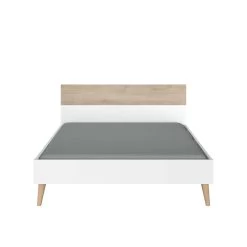 Tweepersoonsbed Hardy 140x200 - Wit/eik -Songmics Winkel 3500 L140 STYLE MATELAS F 8a8d