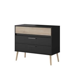 Ladekast Hardy 91cm Met 3 Lades - Zwart/eik -Songmics Winkel 3501 CO3T D d3a9