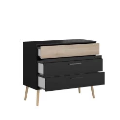 Ladekast Hardy 91cm Met 3 Lades - Zwart/eik -Songmics Winkel 3501 CO3T OUV C 3b05