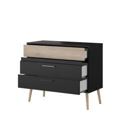 Ladekast Hardy 91cm Met 3 Lades - Zwart/eik -Songmics Winkel 3501 CO3T OUV D dc82