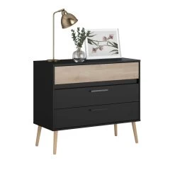 Ladekast Hardy 91cm Met 3 Lades - Zwart/eik -Songmics Winkel 3501 CO3T STYLE C 3693