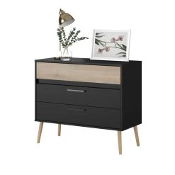 Ladekast Hardy 91cm Met 3 Lades - Zwart/eik -Songmics Winkel 3501 CO3T STYLE D 22eb