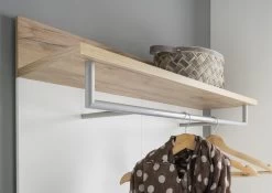 Kapstokpaneel Stoffel H146 X B96cm - Wit/eik -Songmics Winkel 3773 513 det stange a a5c9