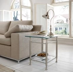 Bijzettafel Rochelle 58x43cm - Metaal/glas