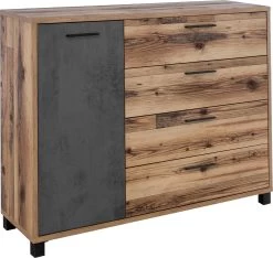 Commode Kalas 125cm Met 1 Deur & 4 Lades - Bruin/grijs -Songmics Winkel 3b354fe8 8927 5731 a4c4 15ed9b23219f 5723