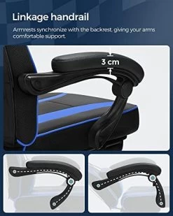 Songmics Gaming Stoel Bureaustoel, Voetensteun, In Hoogte Verstelbare Ergonomische 90-135° Kantelhoek Belasting 150 Kg Zwart Blauw -Songmics Winkel 4120uKBqHoL. SL500 f9a5