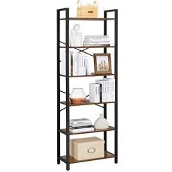 Rustieke Boekenplank 6 Niveaus: 66x30x186cm Stalen Frame -Songmics Winkel 41KfLVlY3uL. SL500 6467