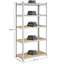Songmics Stalen Stellingkast Voor Zwaar Gebruik Met 5 Etages, 600 Kg Belasting, 50x100x200cm -Songmics Winkel 41LWqe3OhUL. SL500 363b