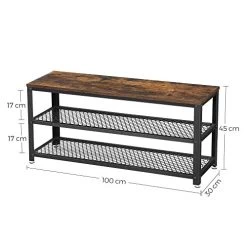Rustiek Bruine Schoenenbank - 100 Cm, Stalen Frame, 2 Planken - Entree Organiser -Songmics Winkel 41ln3LVa7lL. SL500 c20e