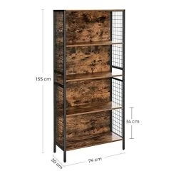 Rustiek Bruin En Zwart Boekenrek Met 4 Verdiepingen En Ophanghaken -Songmics Winkel 41oh X0A L. SL500 9aae